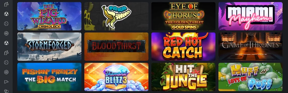 Browse slot games lobby.